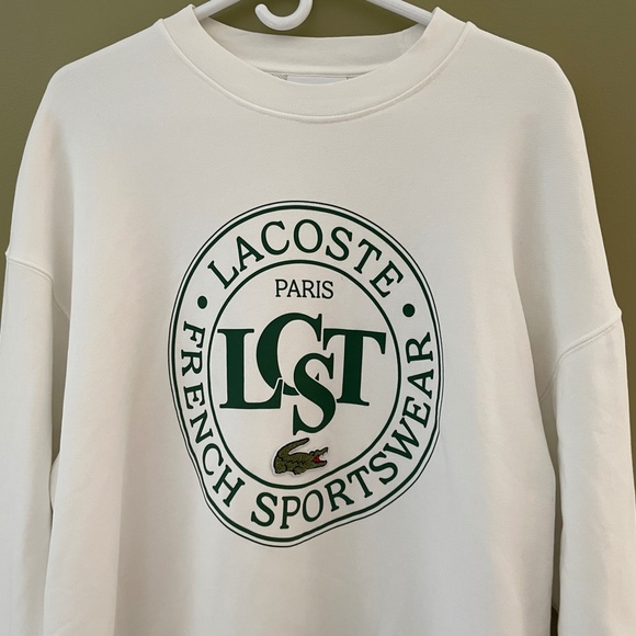 Lacoste Mens XL Varsity Logo Sweatshirt Crewneck Preppy Streetwear Logo Thick - Picture 3 of 11